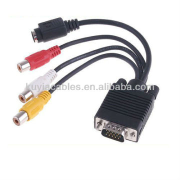 PC / LAPTOP VGA SVGA a S-Video 3 RCA compuesto convertidor adaptador AV Cable